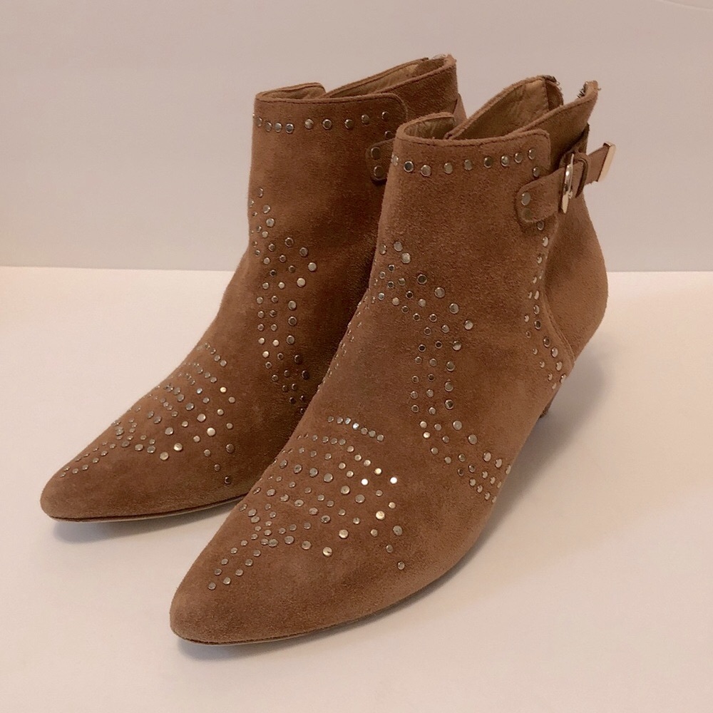 Joie Brown Suede Ankle Boots with Silver Studs Size 8